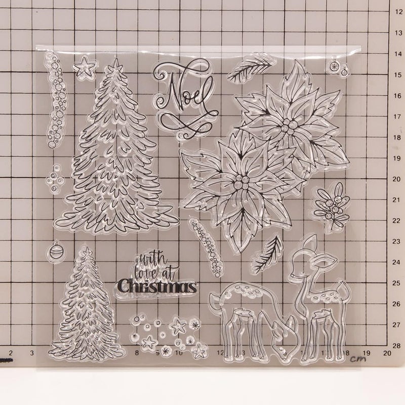 Arbuya Christmas Tree Clear Stamps for Christmas Card Making or Journals Deer Christmas Leaves Silicone Stamps for Scrapbooking Journaling Paper Crafting Decoration - Image 4